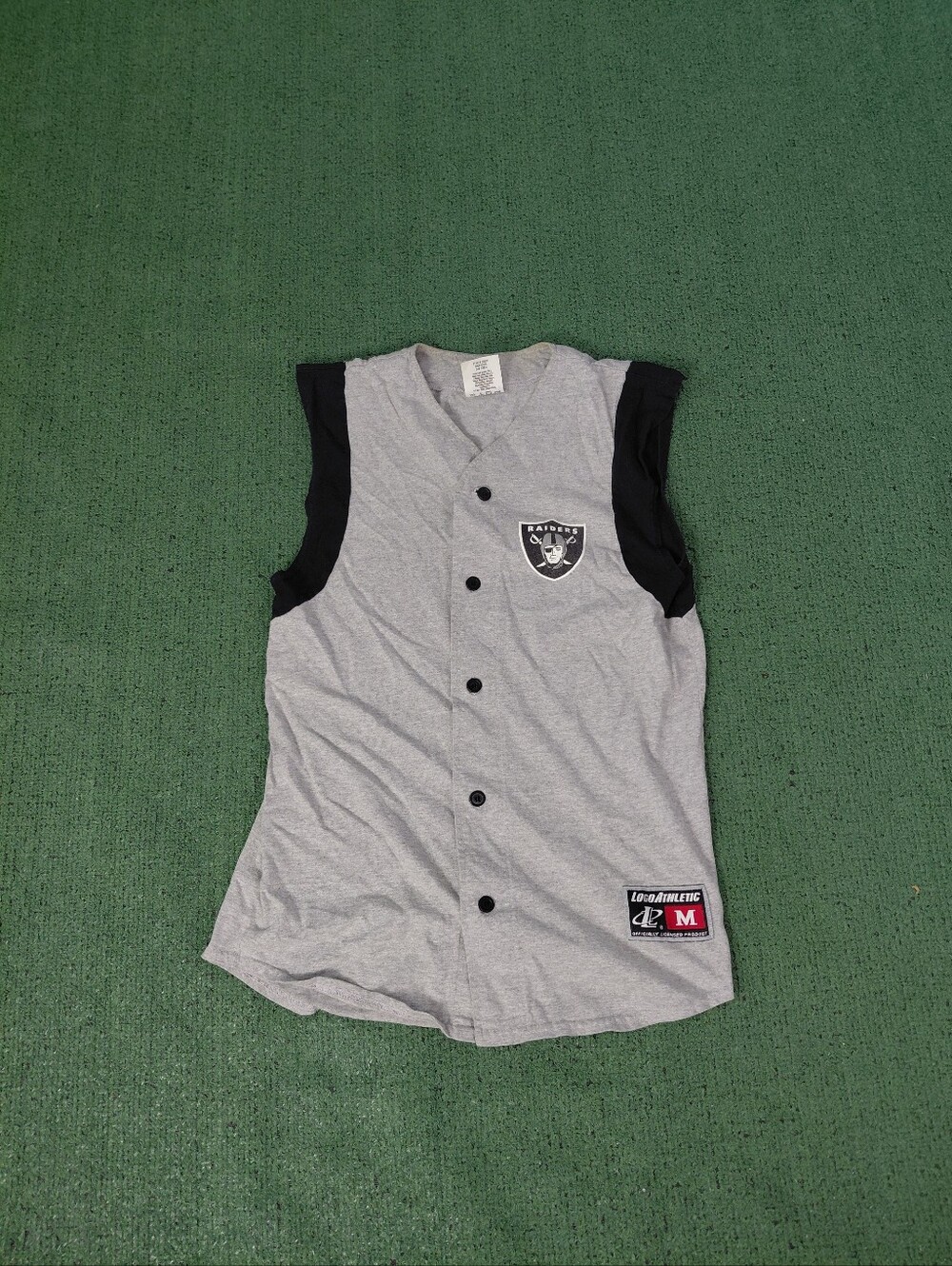 Vintage 1995 Logo Athletic NFL Oakland Raiders Button Up Jersey 90's Gray Sz Med